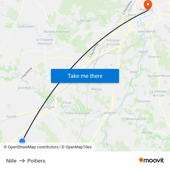 Nille to Poitiers map