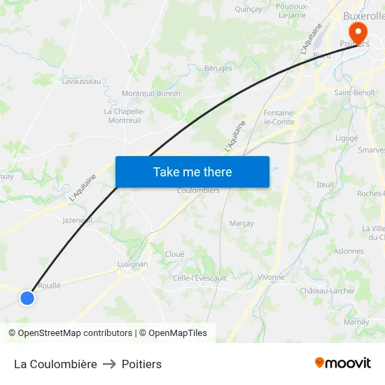 La Coulombière to Poitiers map