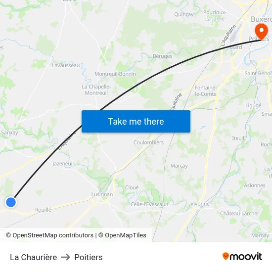 La Chaurière to Poitiers map