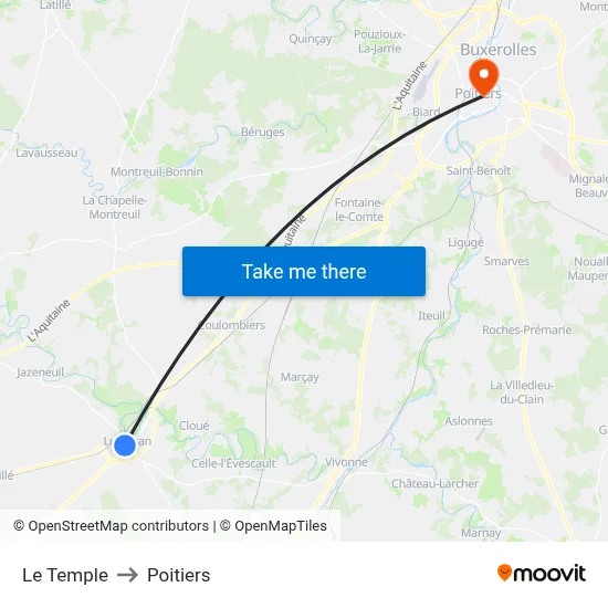 Le Temple to Poitiers map