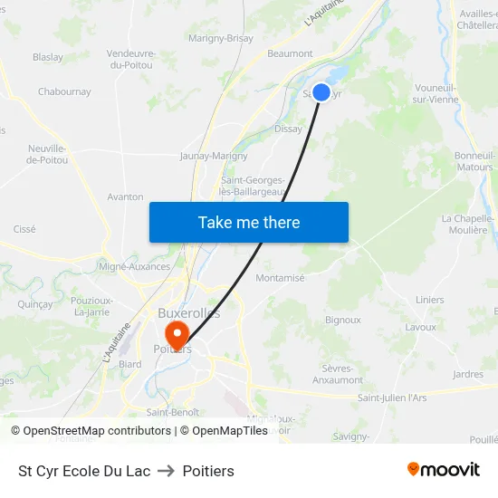 St Cyr Ecole Du Lac to Poitiers map