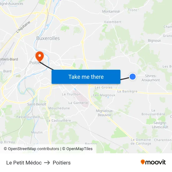 Le Petit Médoc to Poitiers map