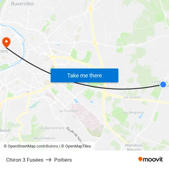 Chiron 3 Fusées to Poitiers map