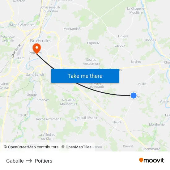 Gaballe to Poitiers map