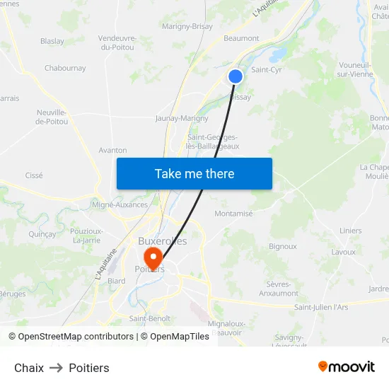 Chaix to Poitiers map
