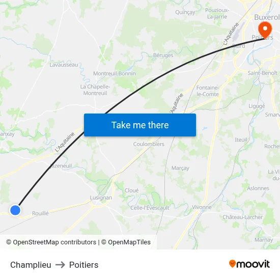 Champlieu to Poitiers map