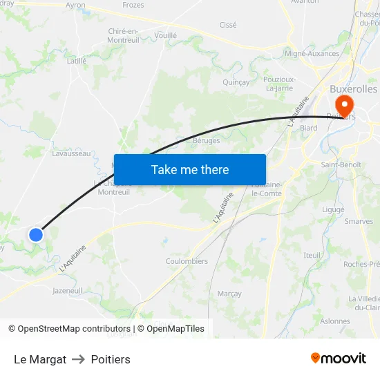 Le Margat to Poitiers map
