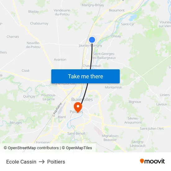 Ecole Cassin to Poitiers map