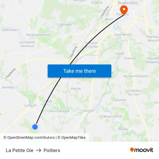 La Petite Oie to Poitiers map
