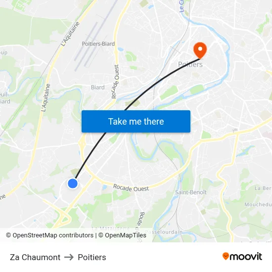 Za Chaumont to Poitiers map