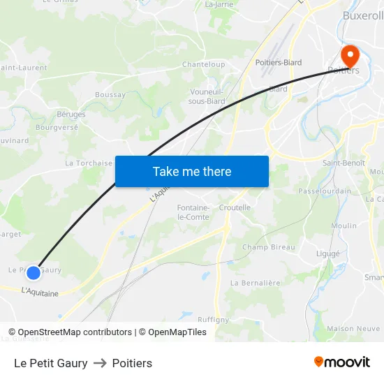 Le Petit Gaury to Poitiers map