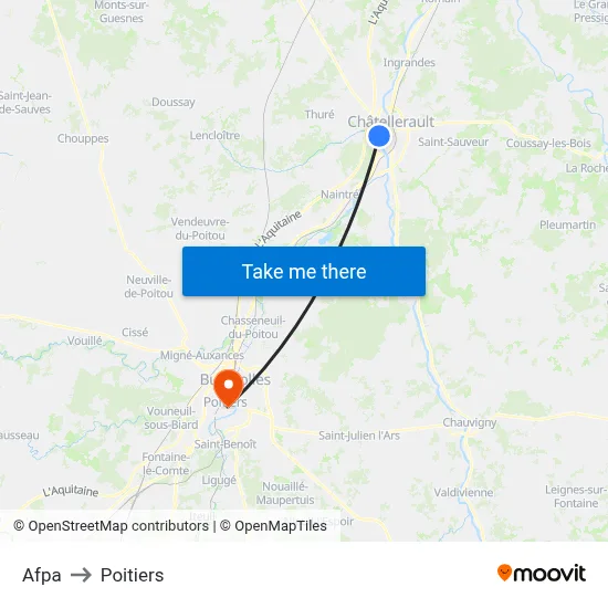 Afpa to Poitiers map