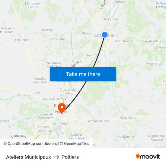 Ateliers Municipaux to Poitiers map