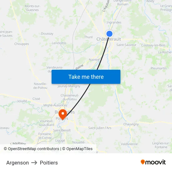 Argenson to Poitiers map