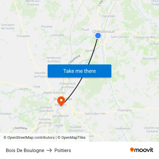 Bois De Boulogne to Poitiers map