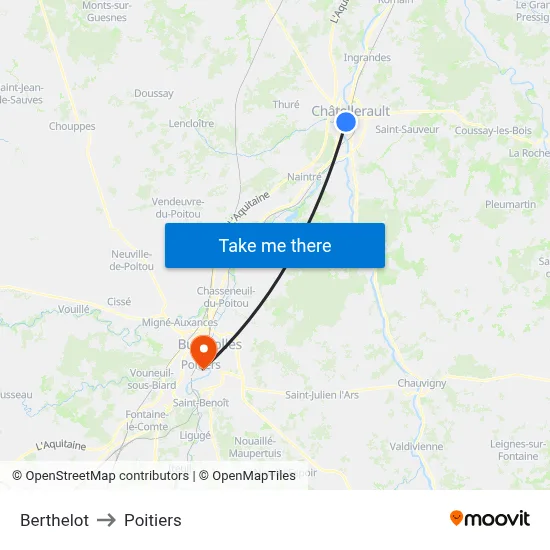 Berthelot to Poitiers map