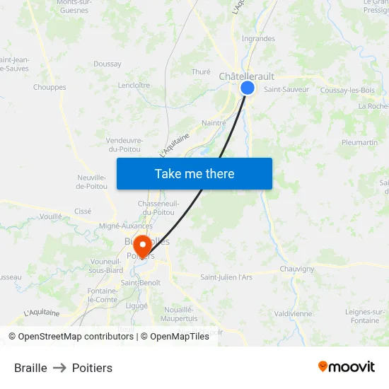 Braille to Poitiers map