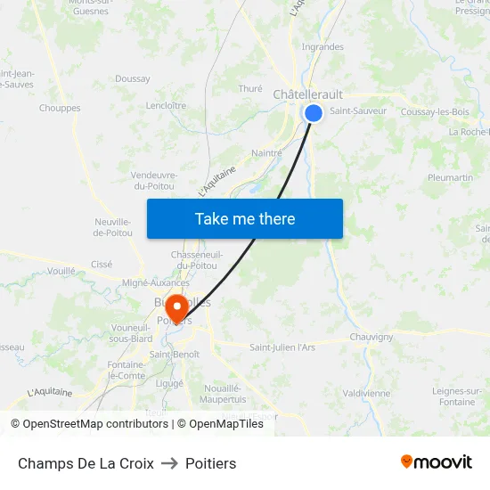 Champs De La Croix to Poitiers map