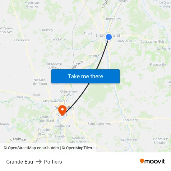 Grande Eau to Poitiers map