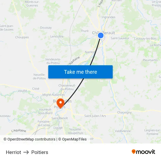 Herriot to Poitiers map