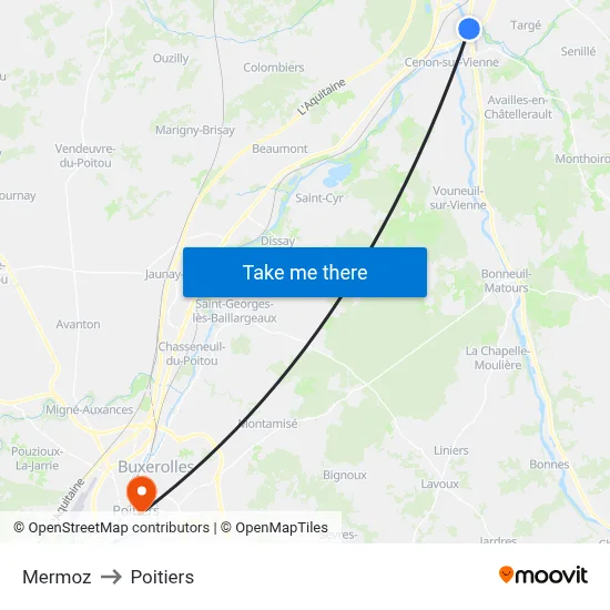 Mermoz to Poitiers map