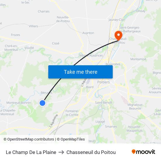 Le Champ De La Plaine to Chasseneuil du Poitou map