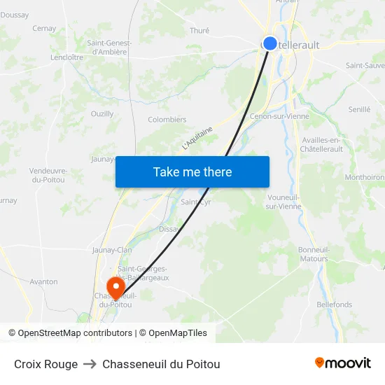 Croix Rouge to Chasseneuil du Poitou map