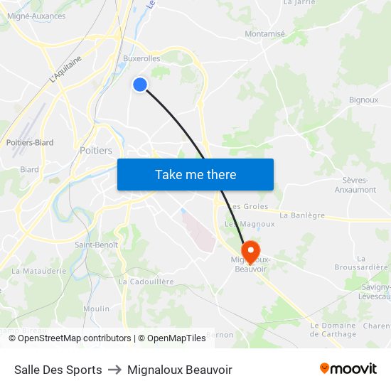 Salle Des Sports to Mignaloux Beauvoir map