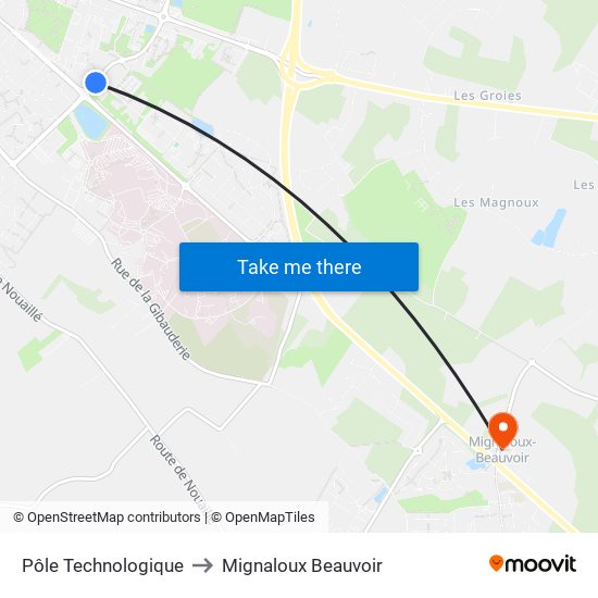 Pôle Technologique to Mignaloux Beauvoir map