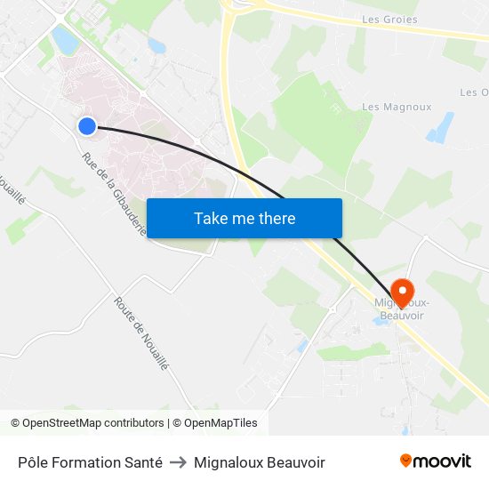 Pôle Formation Santé to Mignaloux Beauvoir map