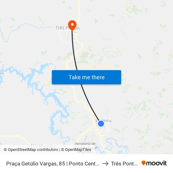 Praça Getúlio Vargas, 85 | Ponto Central to Três Pontas map