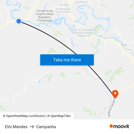 Elói Mendes to Campanha map