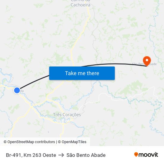 Br-491, Km 263 Oeste to São Bento Abade map