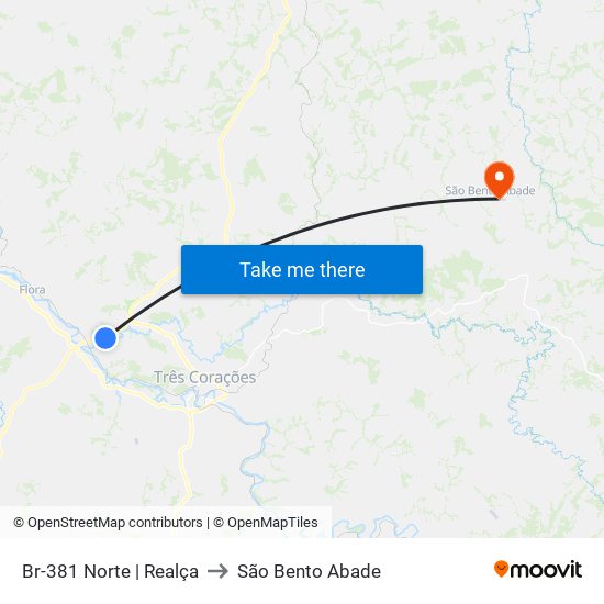 Br-381 Norte | Realça to São Bento Abade map