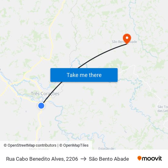 Rua Cabo Benedito Alves, 2206 to São Bento Abade map