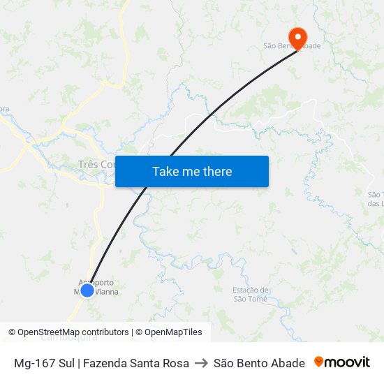 Mg-167 Sul | Fazenda Santa Rosa to São Bento Abade map