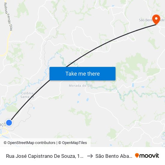 Rua José Capistrano De Souza, 1225 to São Bento Abade map