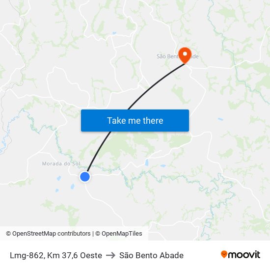Lmg-862, Km 37,6 Oeste to São Bento Abade map