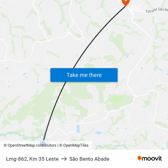 Lmg-862, Km 35 Leste to São Bento Abade map