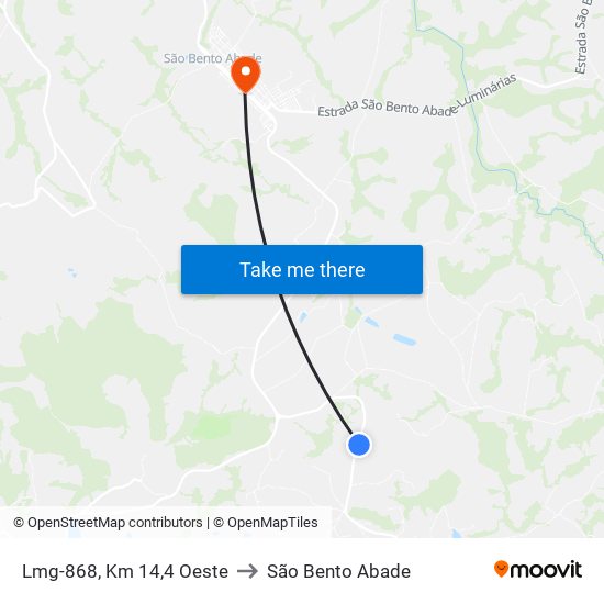 Lmg-868, Km 14,4 Oeste to São Bento Abade map