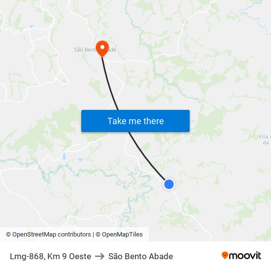 Lmg-868, Km 9 Oeste to São Bento Abade map