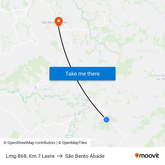 Lmg-868, Km 7 Leste to São Bento Abade map