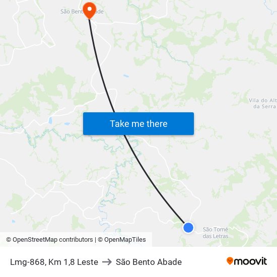 Lmg-868, Km 1,8 Leste to São Bento Abade map