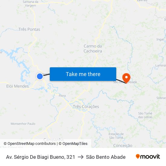Av. Sérgio De Biagi Bueno, 321 to São Bento Abade map