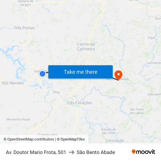 Av. Doutor Mario Frota, 501 to São Bento Abade map