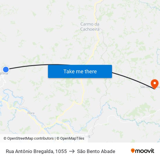 Rua Antônio Bregalda, 1055 to São Bento Abade map