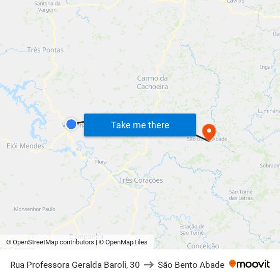 Rua Professora Geralda Baroli, 30 to São Bento Abade map