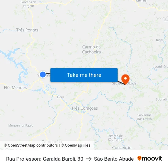 Rua Professora Geralda Baroli, 30 to São Bento Abade map