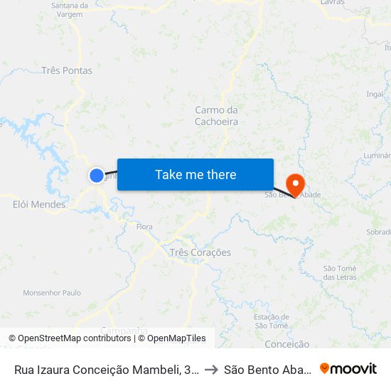 Rua Izaura Conceição Mambeli, 365 to São Bento Abade map