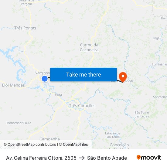 Av. Celina Ferreira Ottoni, 2605 to São Bento Abade map